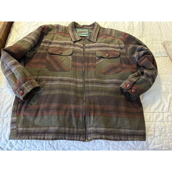 VTG Rugged Outfitters Country Mens XL Plaid Chore Jacket 100% Cotton Zip Rustic - Picture 1 of 16